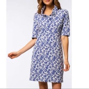 NWOT Tyler Boe Constance Jacquard Shift Dress blue white floral Size XL